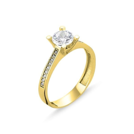 Sterling Silver Gold Plated CZ Crystal Ring