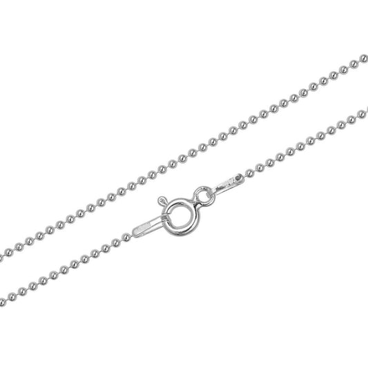 Sterling Silver Rhodium Plated 1 mm Ball Bead Chain