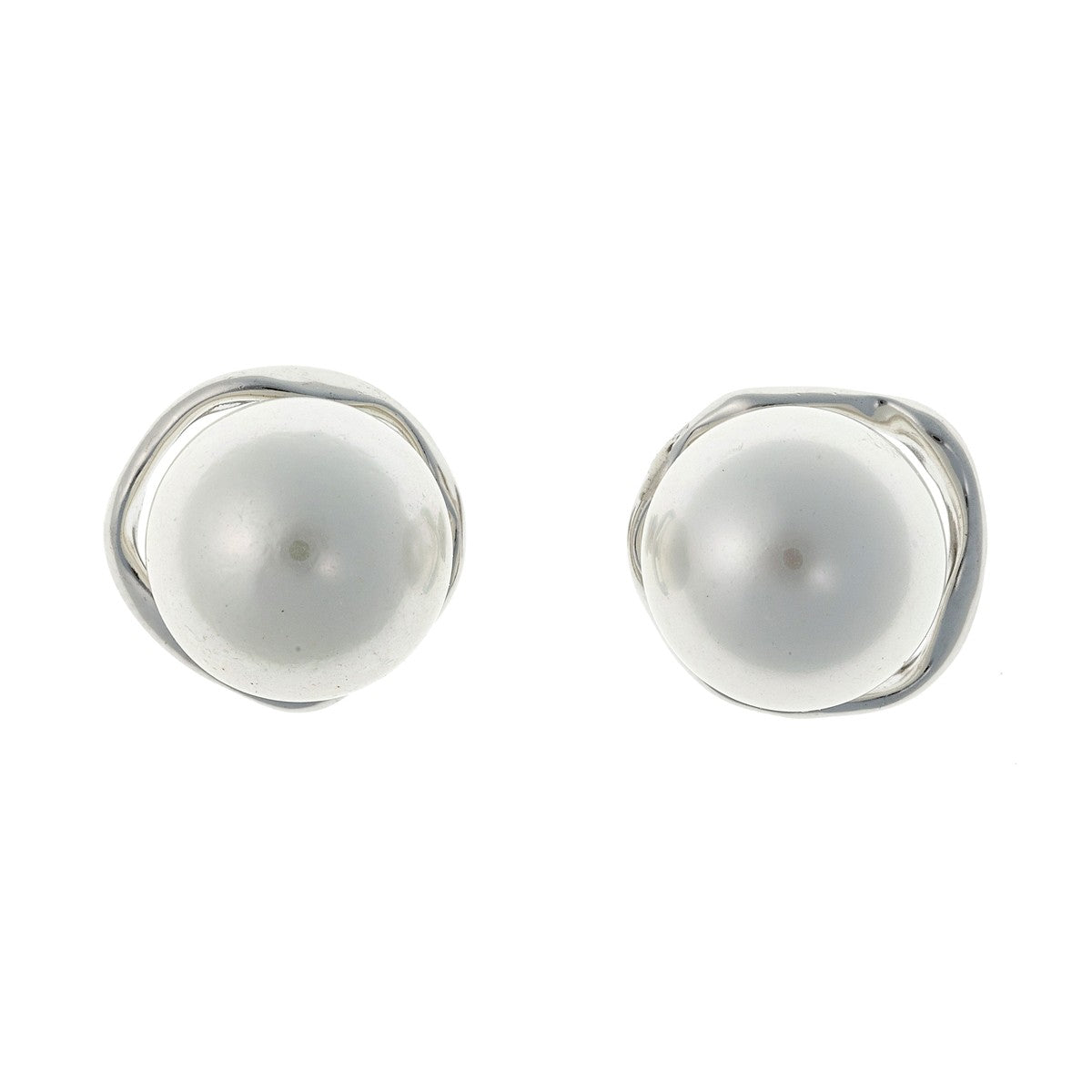 Sterling Silver Rhodium Plated Pearl Imitation Studs