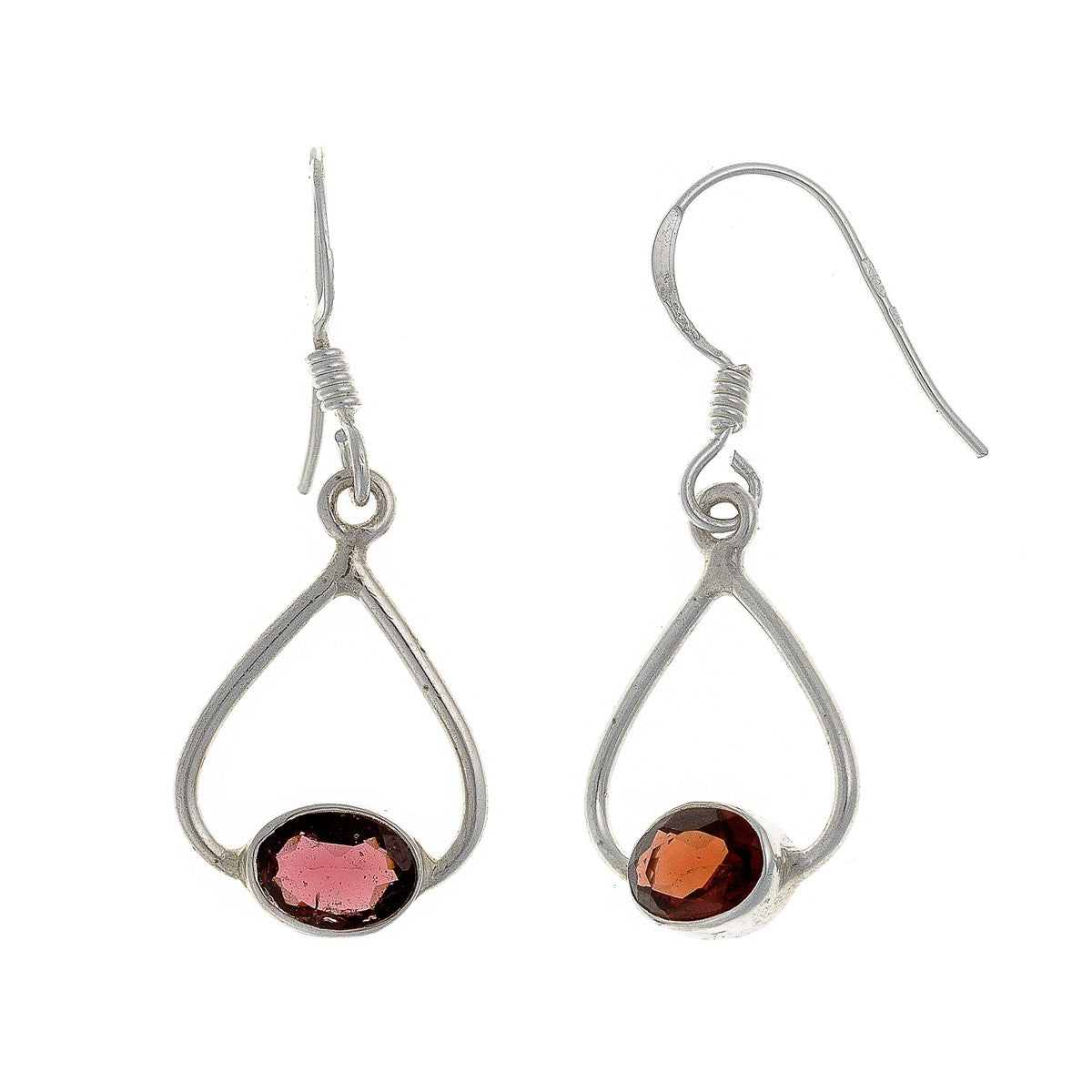 Sterling Silver Garnet Drop Earrings