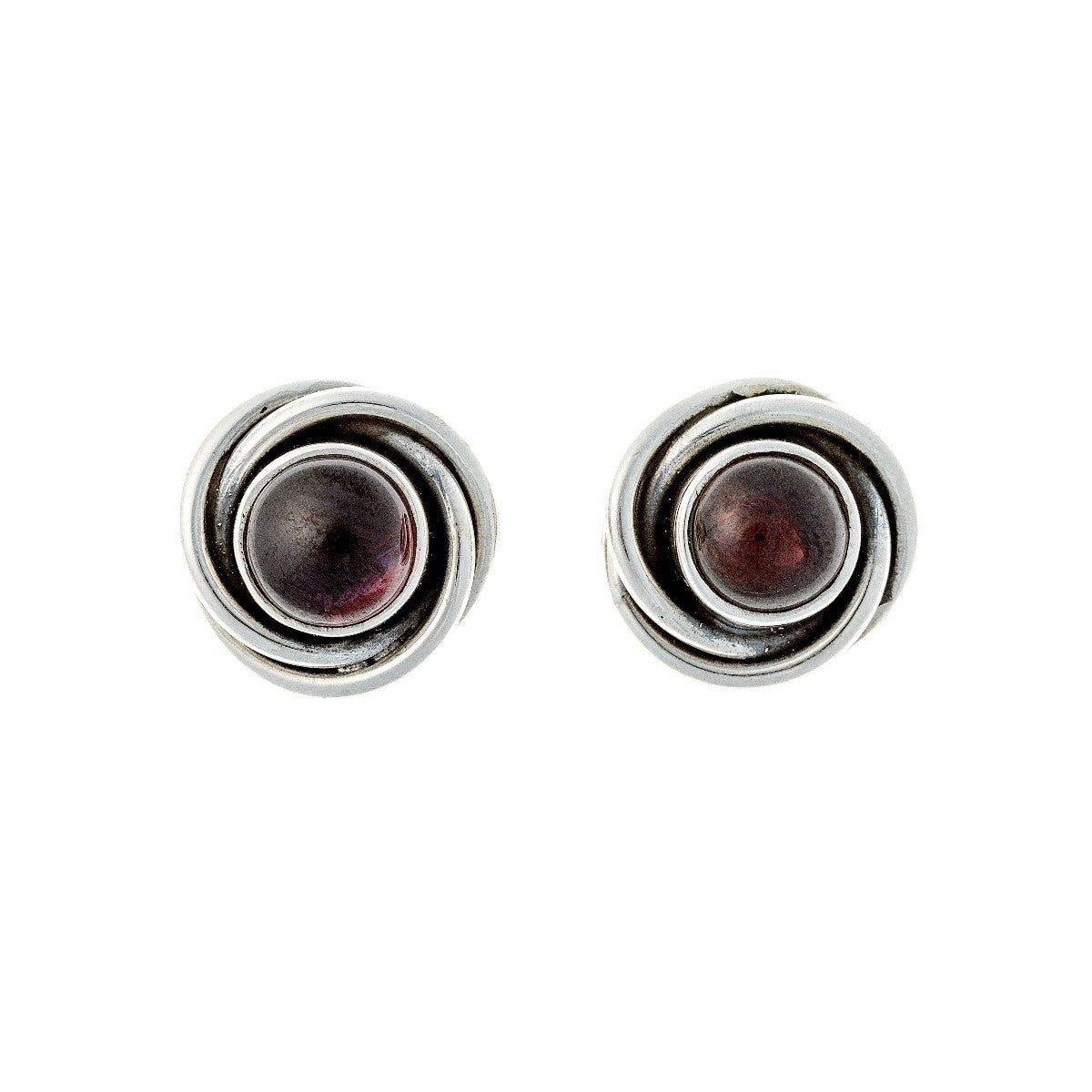 Sterling Silver Round Garnet Studs