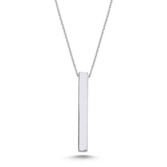 Sterling Silver Rhodium Plated Stick Necklace