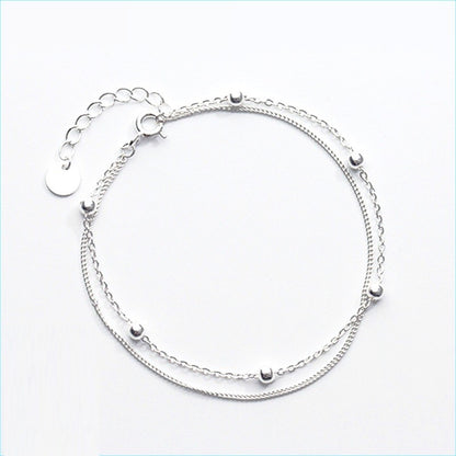 Sterling Silver Rhodium Plated Double Chain Bracelet