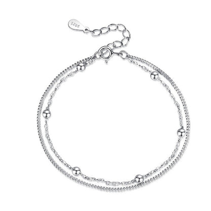 Sterling Silver Rhodium Plated Double Chain Bracelet