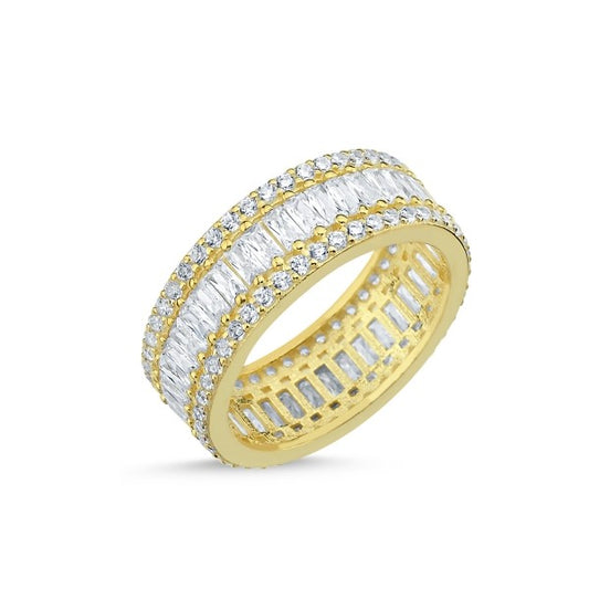 Silver Gold Plated CZ Band Ring