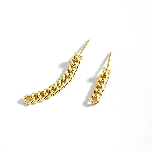 Sterling Silver Gold Plated Chain Drop Earrings