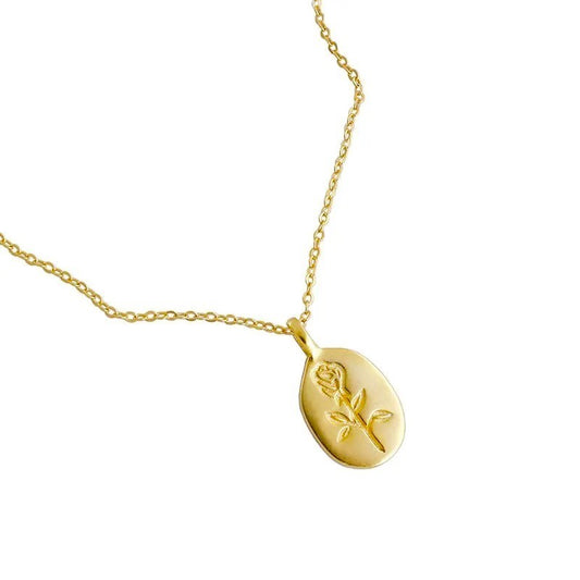 Sterling Silver Gold Plated Rose Necklace