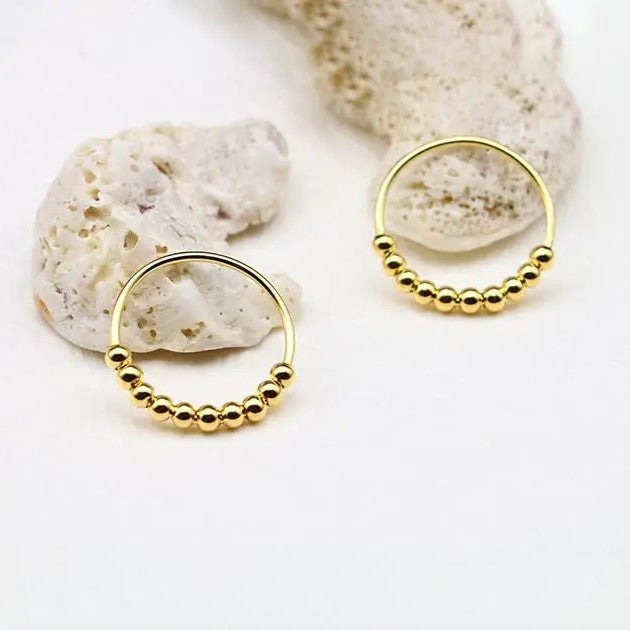 Sterling Silver Gold Plated Beaded Ring