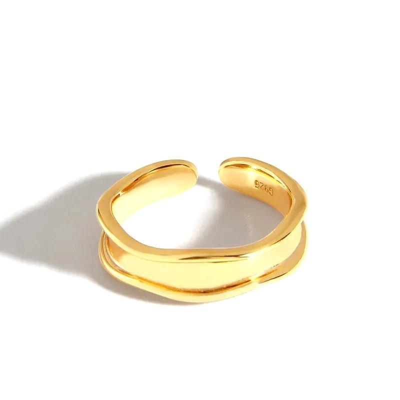 Sterling Silver Gold Plated Uneven Ring