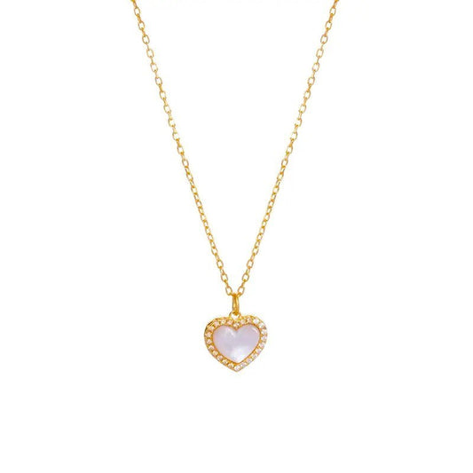 Sterling Silver Gold Plated Nacre Heart Necklace