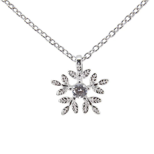 Sterling Silver CZ Snowflake Necklace