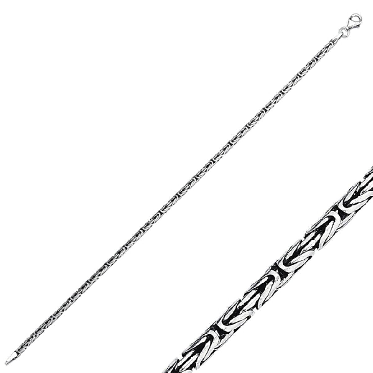 Sterling Silver 2.5 mm Round King Chain Bracelet