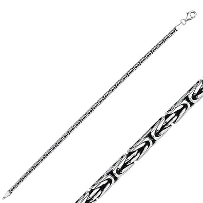 Sterling Silver 3 mm Round King Chain Bracelet