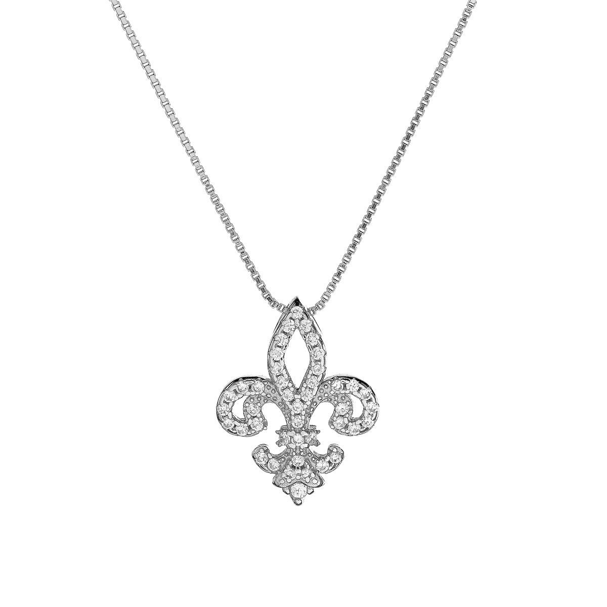 Sterling Silver Rhodium Plated Royal CZ Necklace