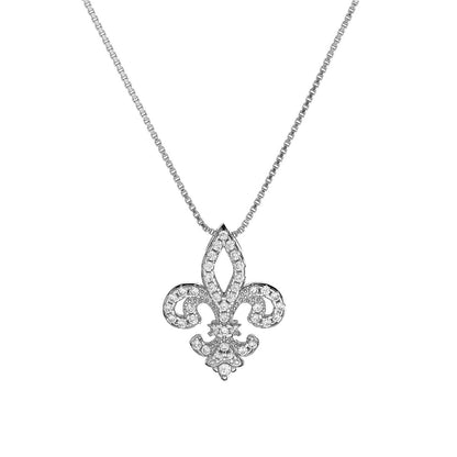 Sterling Silver Rhodium Plated Royal CZ Necklace