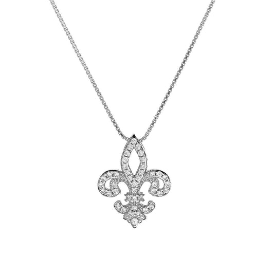 Sterling Silver Rhodium Plated Royal CZ Necklace