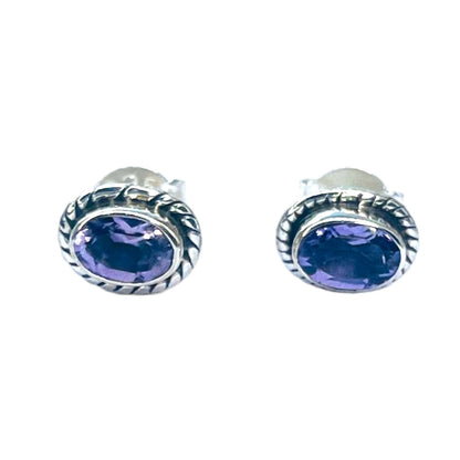 Sterling Silver Oval Iolite Studs