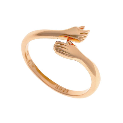 Sterling Silver Rose Gold Plated Hug Ring