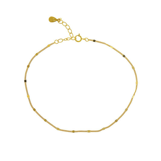 Sterling Silver Gold Plated Minimalist Chain Anklet