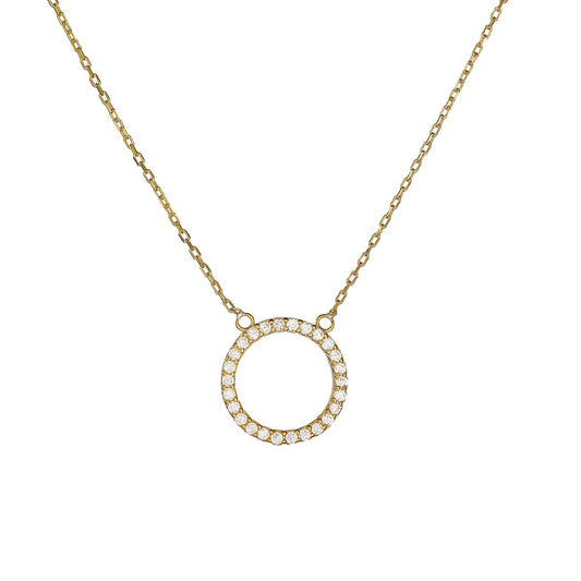 Sterling Silver Gold Plated CZ Circle Necklace