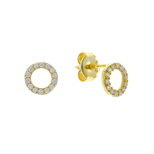Silver Gold Plated Round CZ Studs