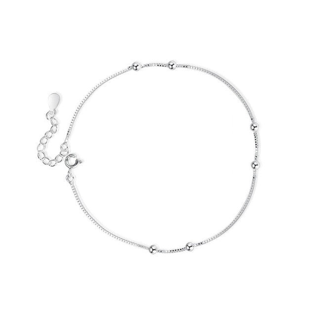 Sterling Silver Minimalist Chain Bracelet with Beads