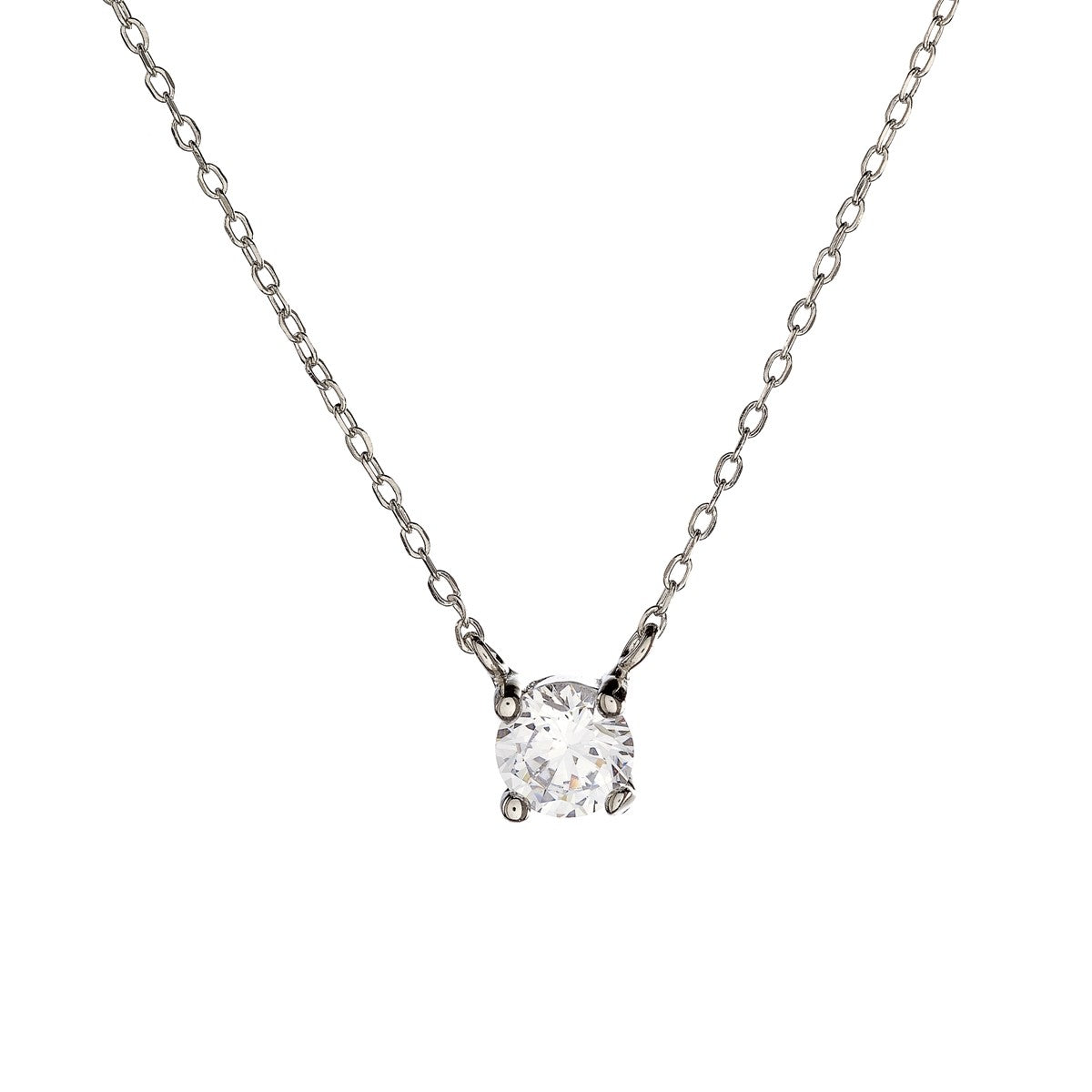 Sterling Silver Rhodium Plated CZ Necklace