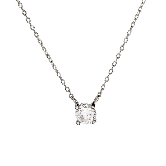 Sterling Silver Rhodium Plated CZ Necklace