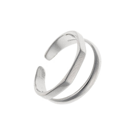 Sterling Silver Rhodium Plated Double Ring