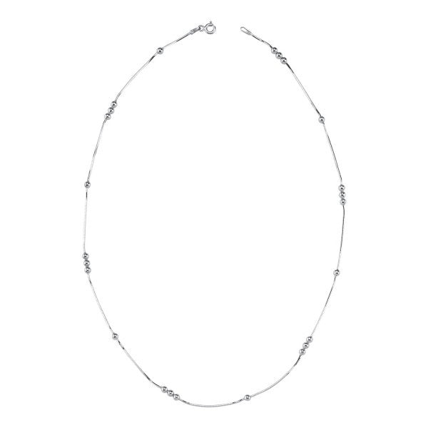 Sterling Silver Rhodium Plated Beaded Necklace