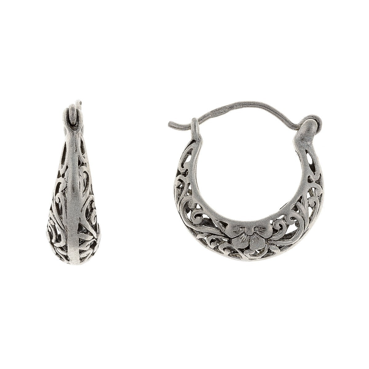 Oxidized Silver Ornamental Drop Earrings