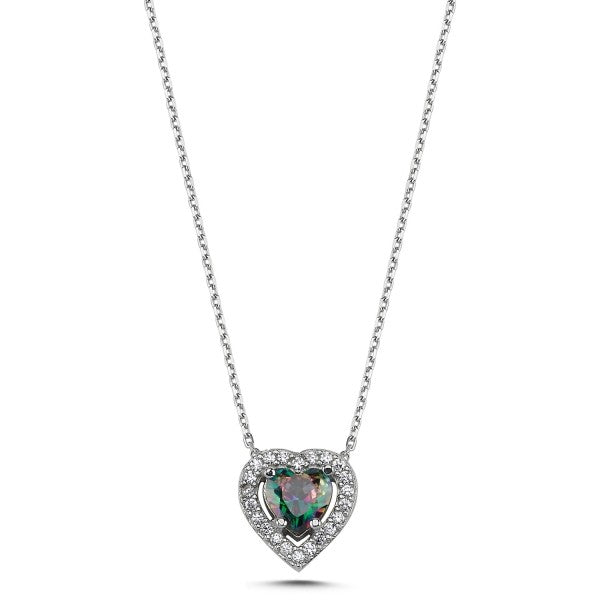 Sterling Silver Rhodium Plated Mystic Topaz Necklace