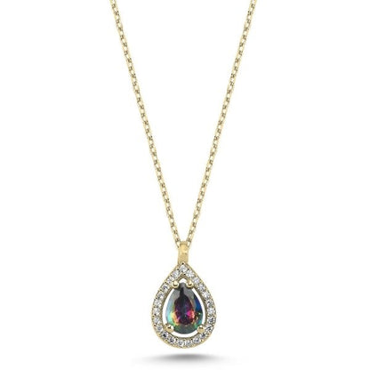 Sterling Silver Gold Plated Mystic Topaz Necklace