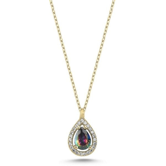 Sterling Silver Gold Plated Mystic Topaz Necklace