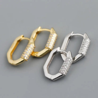 Sterling Silver Rhodium Plated CZ Hoops