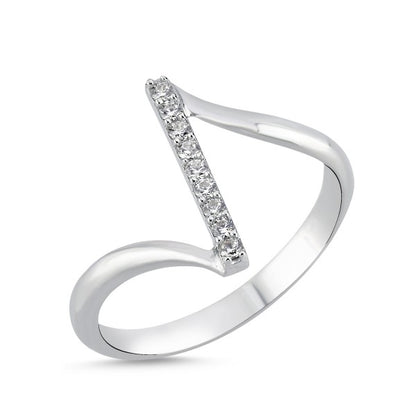 Silver Rhodium Plated CZ Ring