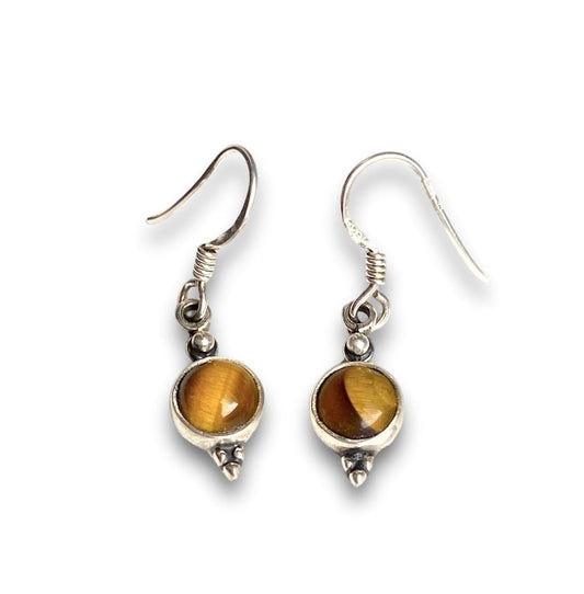 Tigro akis ¦ sidabriniai kabantys auskarai su tigro akies akmeniu