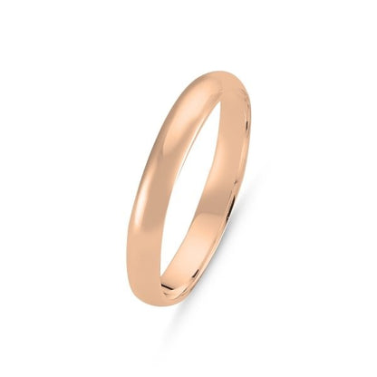 Sterling Silver Rose Gold Plated 3 mm Classic Band Ring