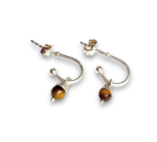 Sterling Silver Tiger Eye Stud Earrings