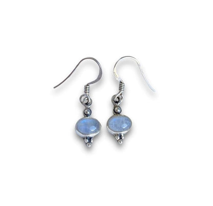 Sterling Silver Oval Moonstone Drop Earrings