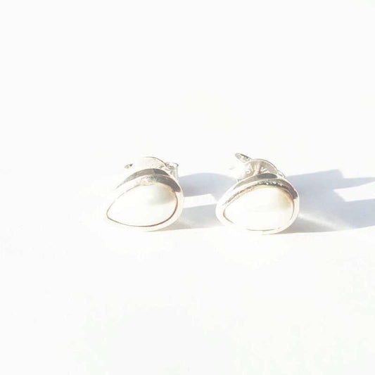 Sterling Silver Teardrop Pearl Studs