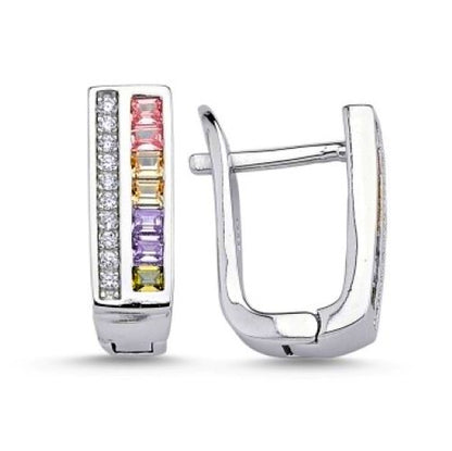 Sterling Silver Rhodium Plated English Lock Earrings