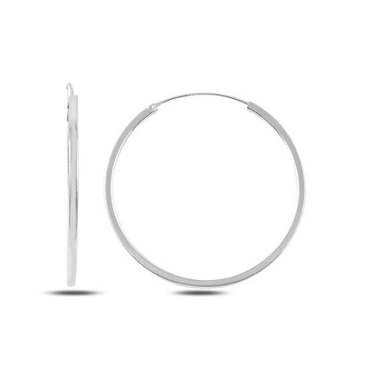 Sterling Silver Rhodium Plated 10 - 45 mm Ribbed Hoops