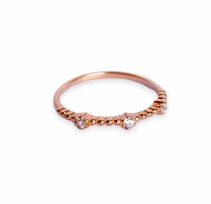 Sterling Silver Rose Gold Plated CZ Ring