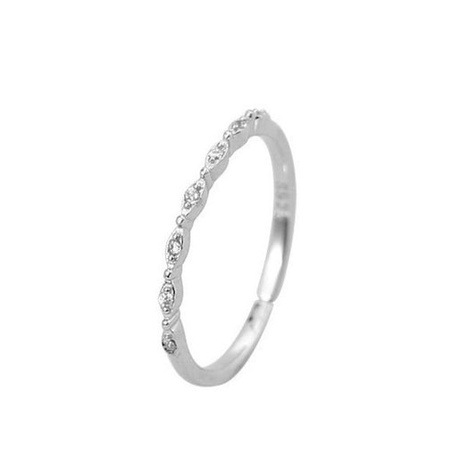 Sterling Silver Rhodium Plated 1 mm CZ Band Ring