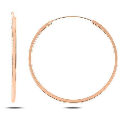 Sterling Silver Rose Gold Plated Ribbed Hoops