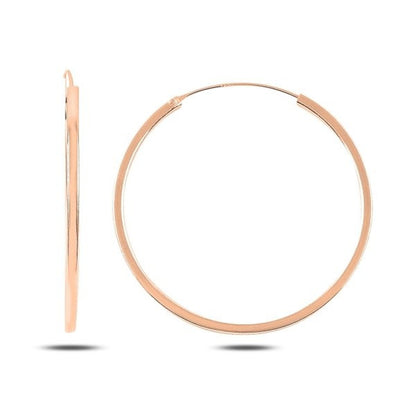 Sterling Silver Rose Gold Plated Ribbed Hoops