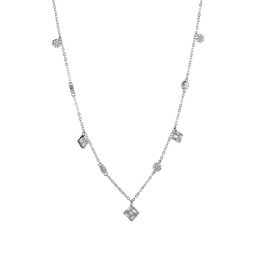 Sterling Silver Rhodium Plated CZ Necklace