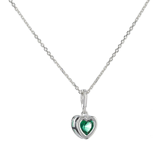 Sterling Silver CZ Heart Pendant Necklace