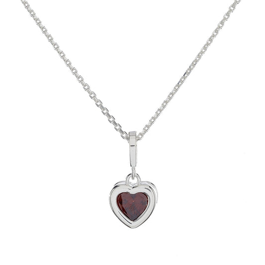 Sterling Silver CZ Heart Pendant Necklace